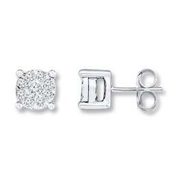 Diamond Earrings 1/5 ct tw Round-cut 10K White Gold