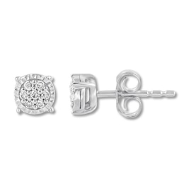 Diamond Earrings 1/10 ct tw Round-cut Sterling Silver