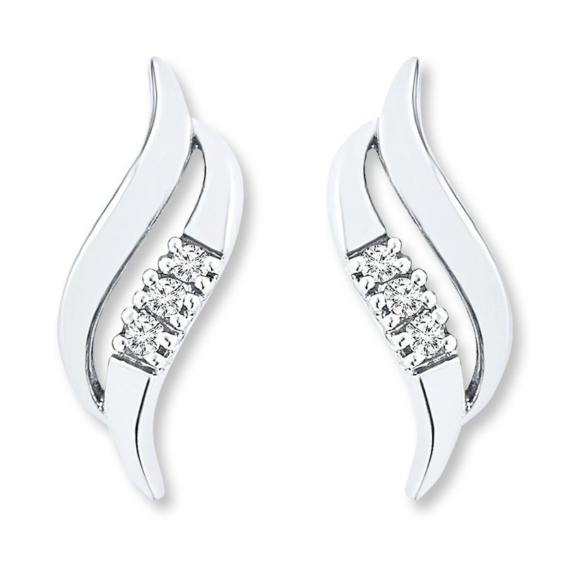 Main Image 1 of Curved Earrings Diamond Accents Sterling Silver