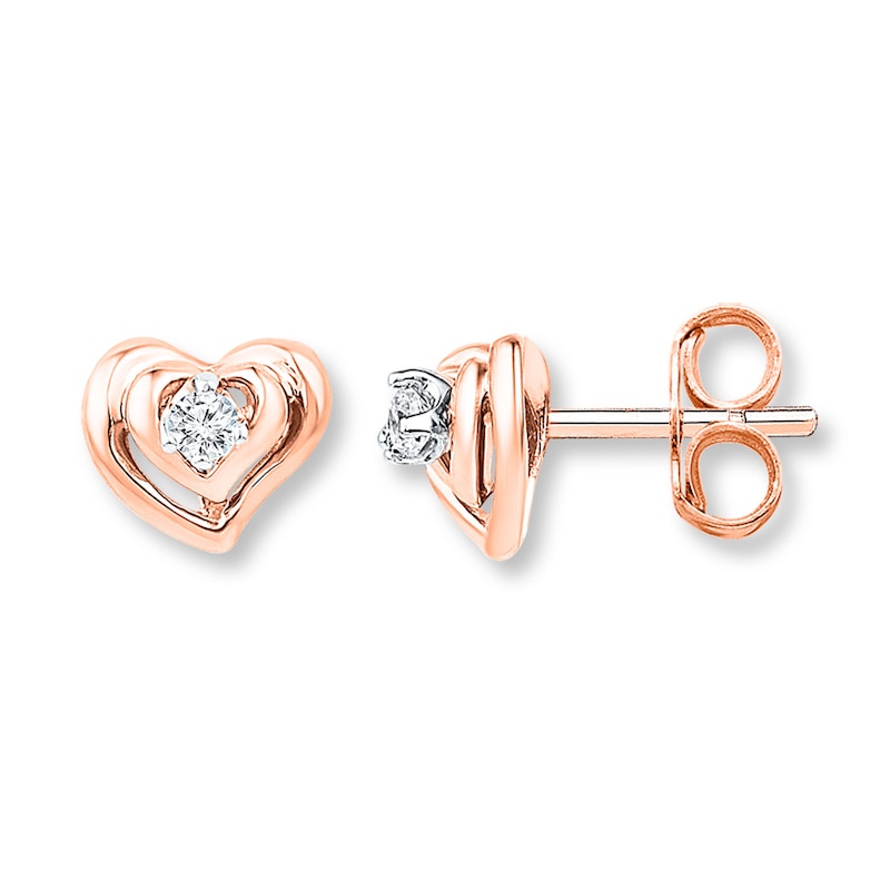 Heart Earrings 1/15 ct tw Diamonds 10K Rose Gold | Kay Outlet