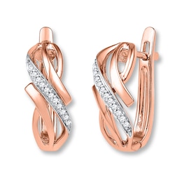 Diamond Hoop Earrings 1/10 ct tw Round-cut 10K Rose Gold