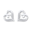 Thumbnail Image 1 of Diamond Heart Earrings 1/20 ct tw Round-cut Sterling Silver