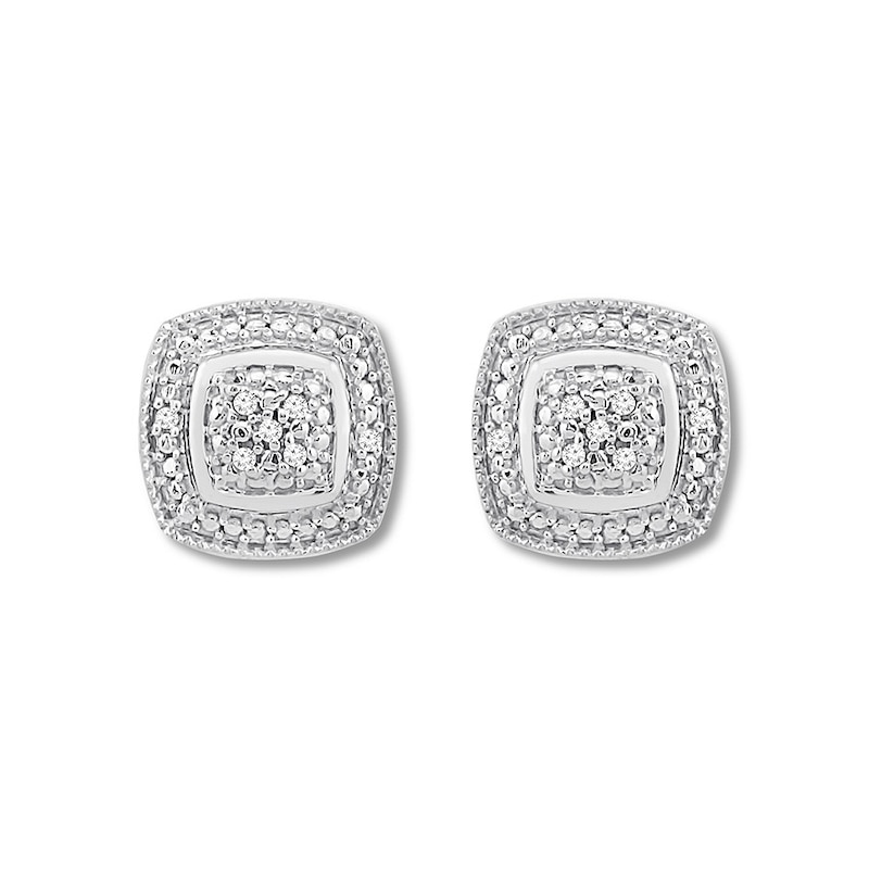 Main Image 2 of Diamond Framed Earrings 1/20 Carat tw Round-cut Sterling Silver