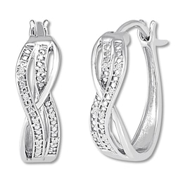 DIamond Hoop Earrings Sterling Silver