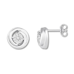 Diamond Circle Earrings 1/20 Carat tw Sterling Silver