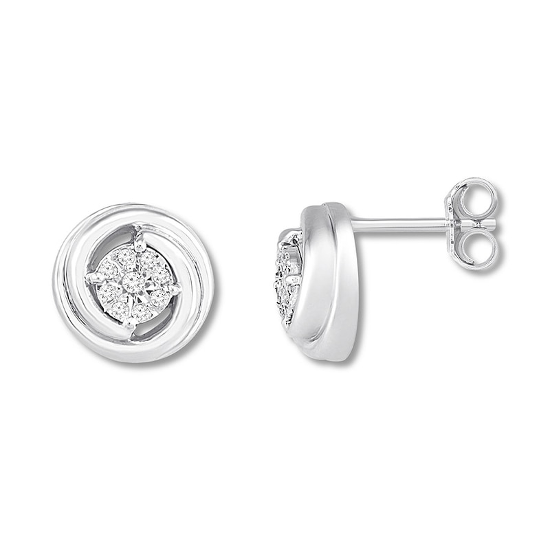 Main Image 1 of Diamond Circle Earrings 1/20 Carat tw Sterling Silver