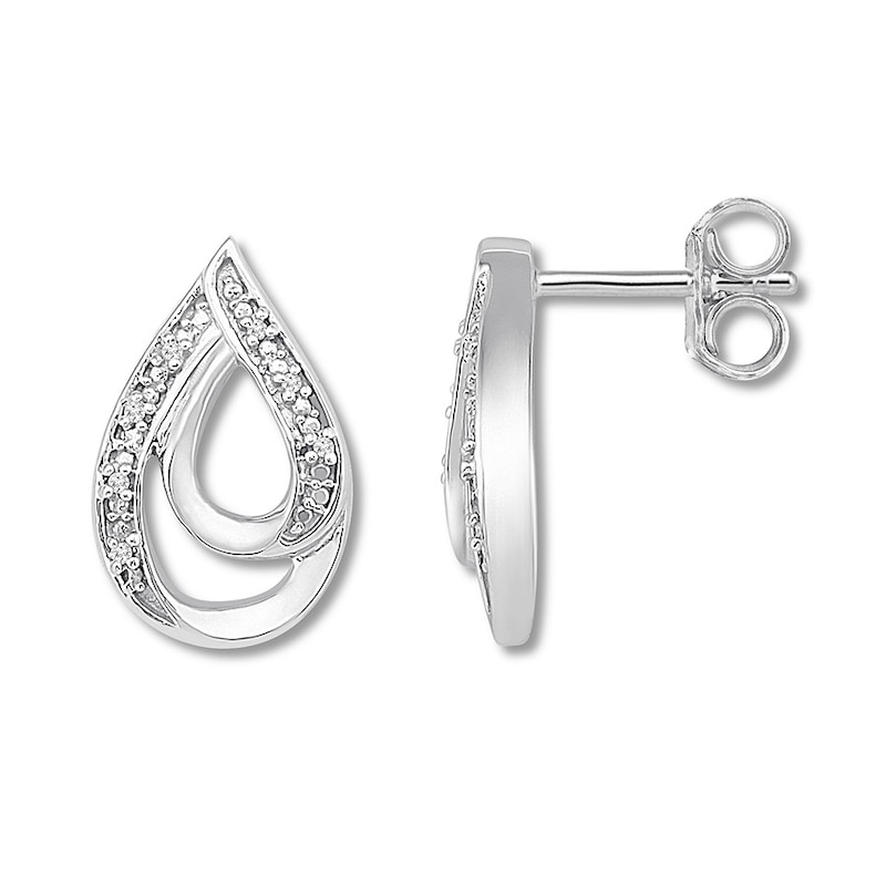 Main Image 1 of Diamond Teardrop Earrings Sterling Silver