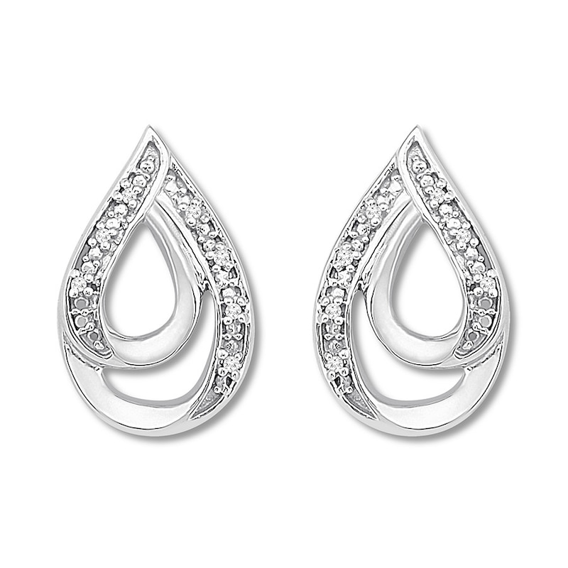 Main Image 2 of Diamond Teardrop Earrings Sterling Silver