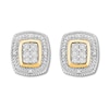 Thumbnail Image 2 of Diamond Rectangle Earrings Sterling Silver & 10K Yellow Gold