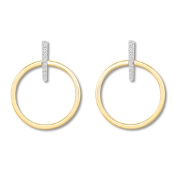 Diamond Circle & Bar Earrings 1/6 ct tw 10K Two-Tone Gold