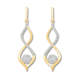 Diamond Twist Earrings 1/5 ct tw Round-cut 10K Yellow Gold