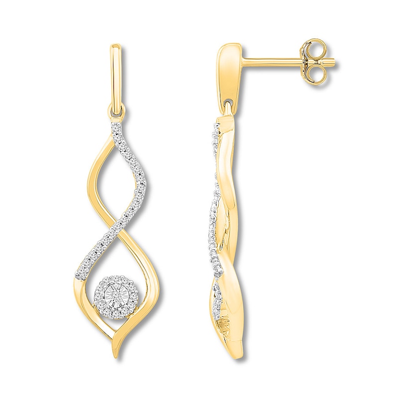 Main Image 2 of Diamond Twist Earrings 1/5 ct tw Round-cut 10K Yellow Gold