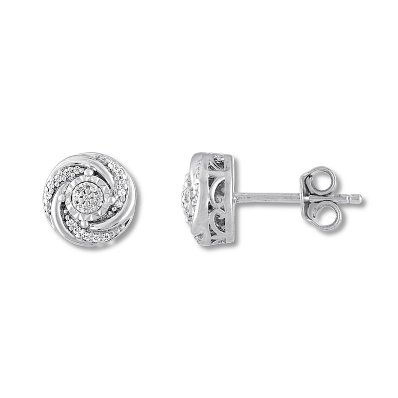 Main Image 1 of Diamond Earrings 1/10 ct tw Round-cut Sterling Silver