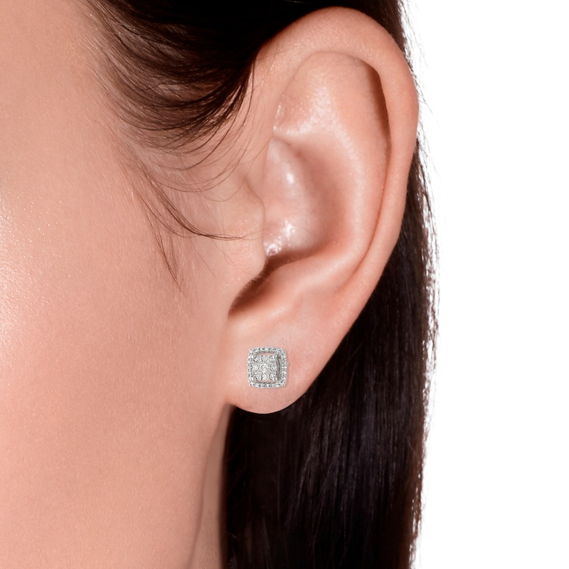 1/2 CT. T.W. Diamond Heart Cluster Stud Earrings in 10K White Gold