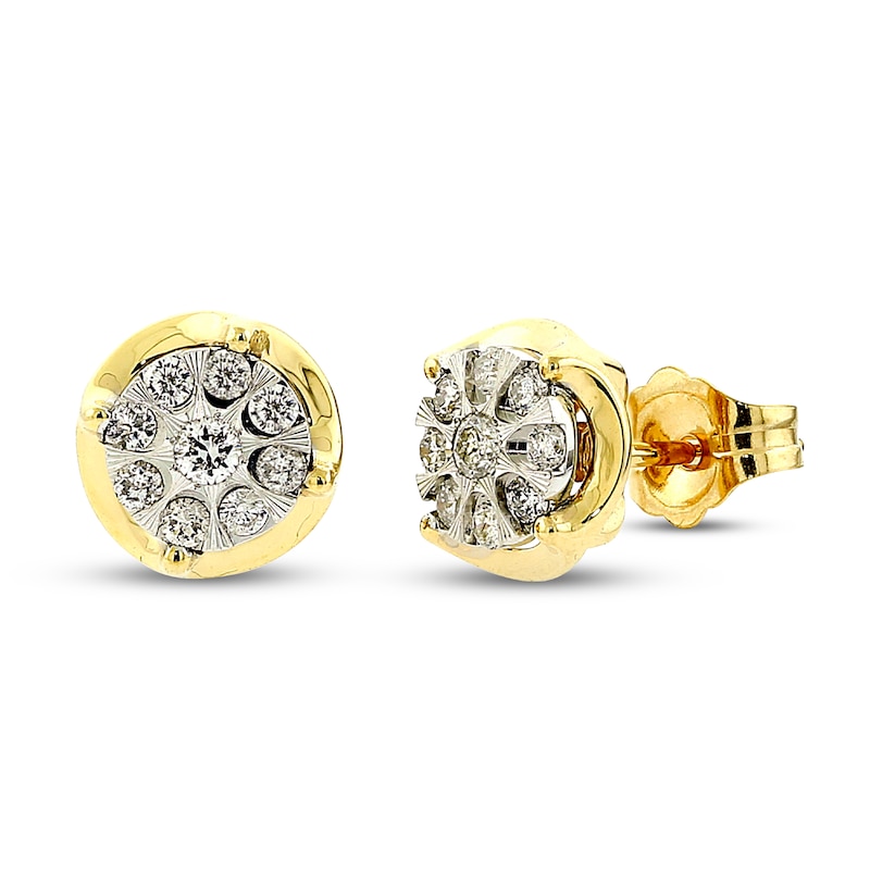 Main Image 1 of Diamond Stud Earrings 1/4 ct tw 10K Two-tone Gold