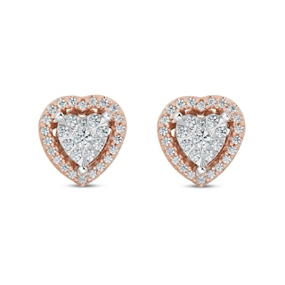 Diamond Stud Heart Earrings 1/4 ct tw 10K Rose Gold | Kay Outlet