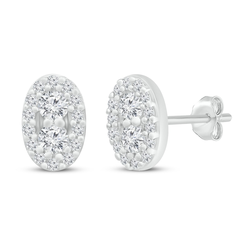 Main Image 1 of Diamond Stud Earrings 1/4 ct tw Round-cut 10K White Gold