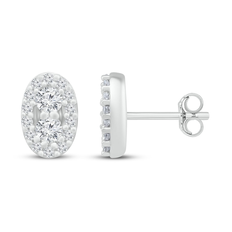 Main Image 2 of Diamond Stud Earrings 1/4 ct tw Round-cut 10K White Gold