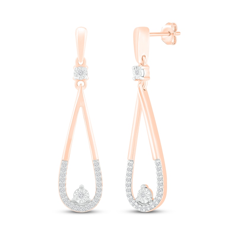 Main Image 1 of Diamond Drop Earrings 1/8 ct tw 10K Rose Gold