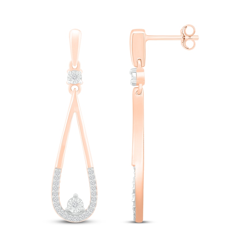 Main Image 2 of Diamond Drop Earrings 1/8 ct tw 10K Rose Gold