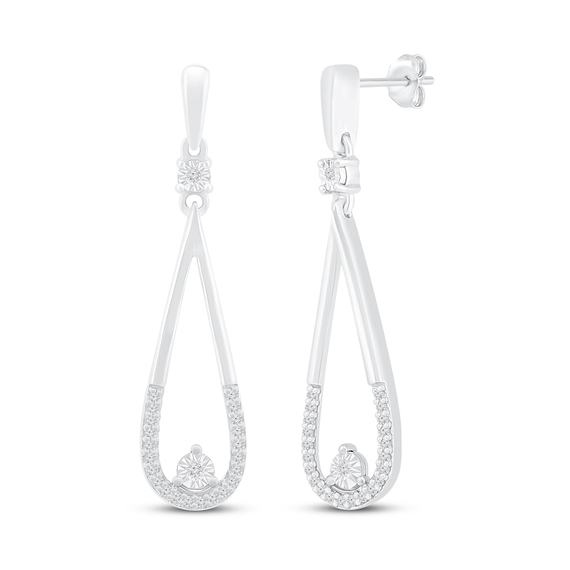 Main Image 1 of Diamond Drop Earrings 1/8 ct tw 10K White Gold