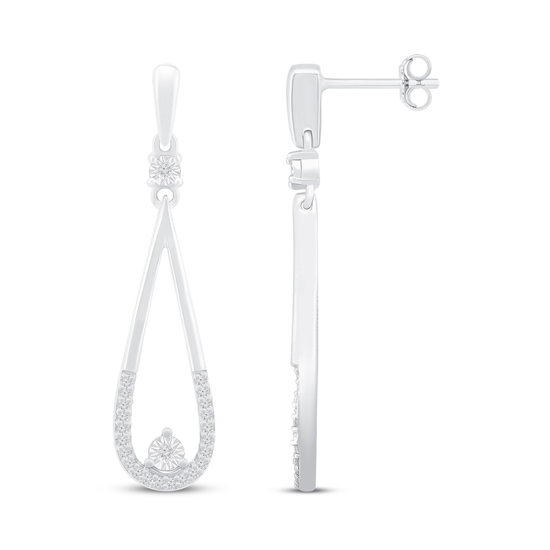 Main Image 2 of Diamond Drop Earrings 1/8 ct tw 10K White Gold