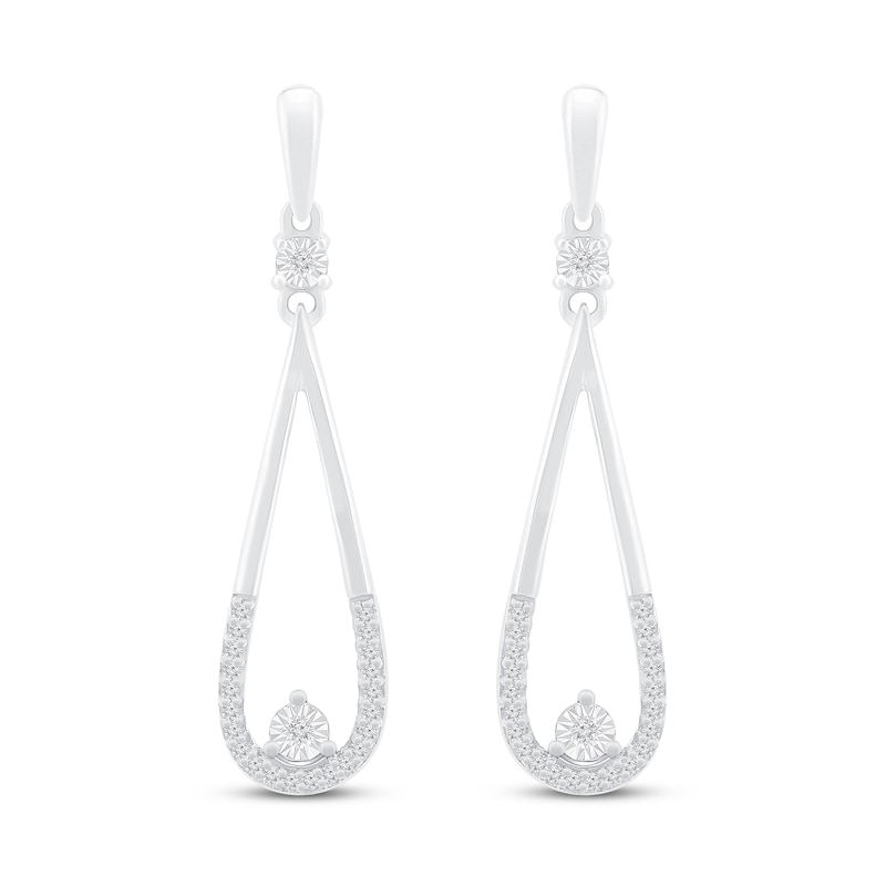 Main Image 3 of Diamond Drop Earrings 1/8 ct tw 10K White Gold