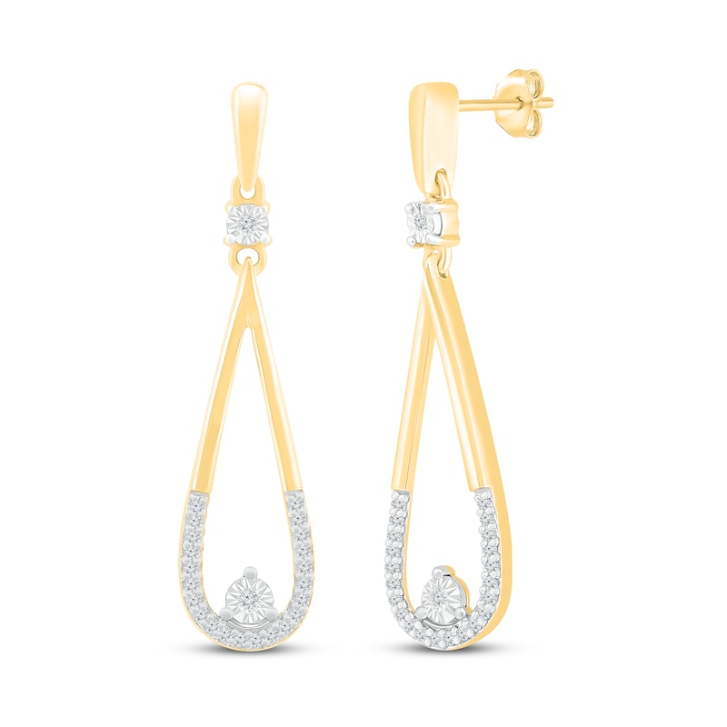 Main Image 1 of Diamond Drop Earrings 1/8 ct tw 10K Yellow Gold