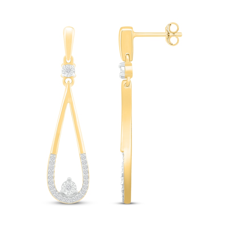 Main Image 2 of Diamond Drop Earrings 1/8 ct tw 10K Yellow Gold