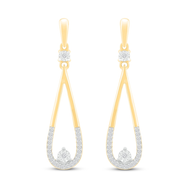 Main Image 3 of Diamond Drop Earrings 1/8 ct tw 10K Yellow Gold