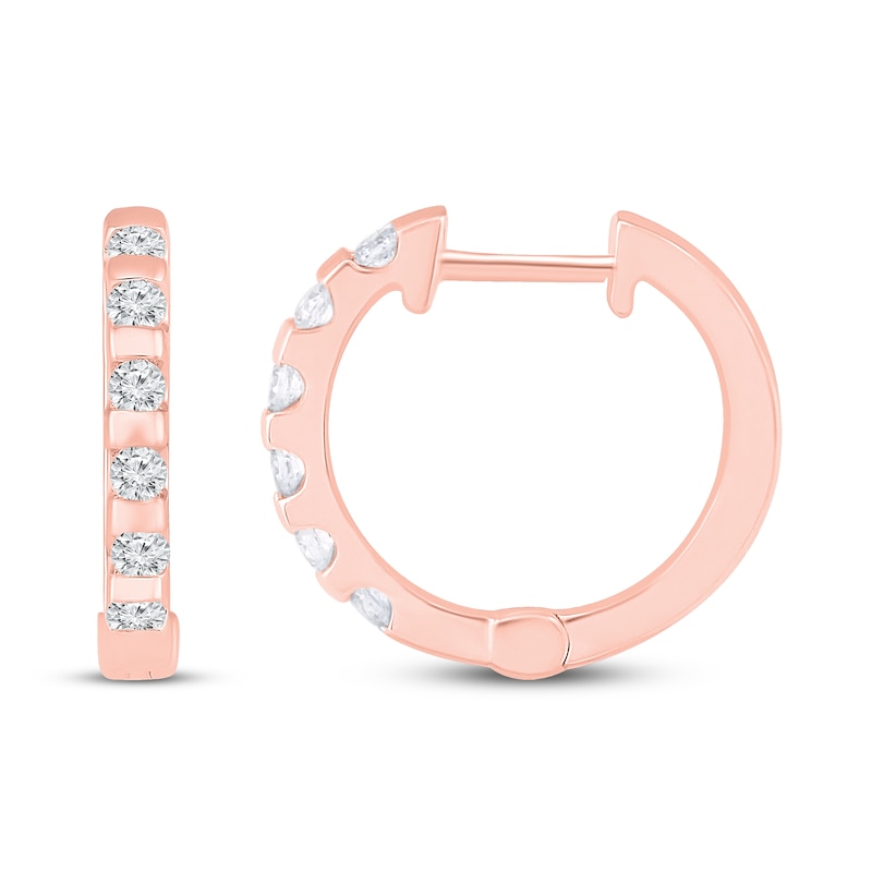Diamond Hoop Earrings 1/3 ct tw 10K Rose Gold