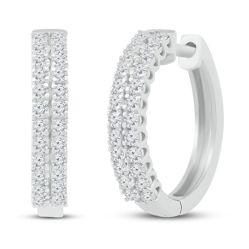 Main Image 1 of Diamond Hoop Earrings 1/2 ct tw 10K White Gold