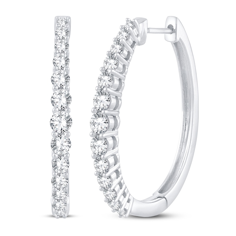 Main Image 1 of Diamond Hoop Earrings 1 ct tw 14K White Gold