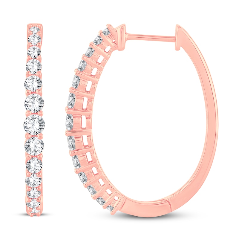 Main Image 2 of Diamond Hoop Earrings 1 ct tw 14K Rose Gold