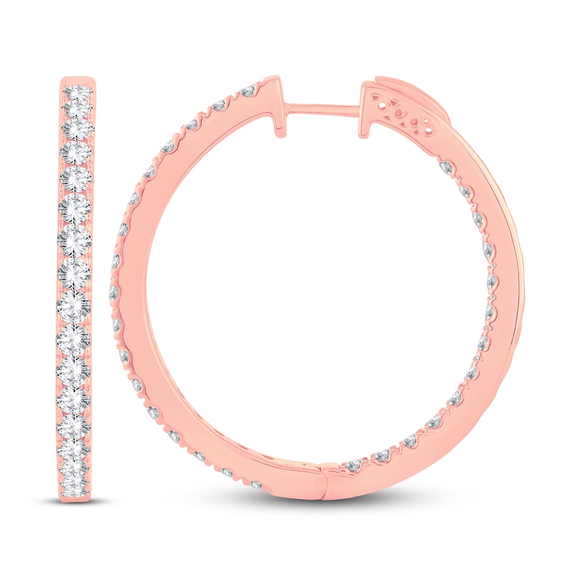 Main Image 2 of Diamond Hoop Earrings 3 ct tw 14K Rose Gold