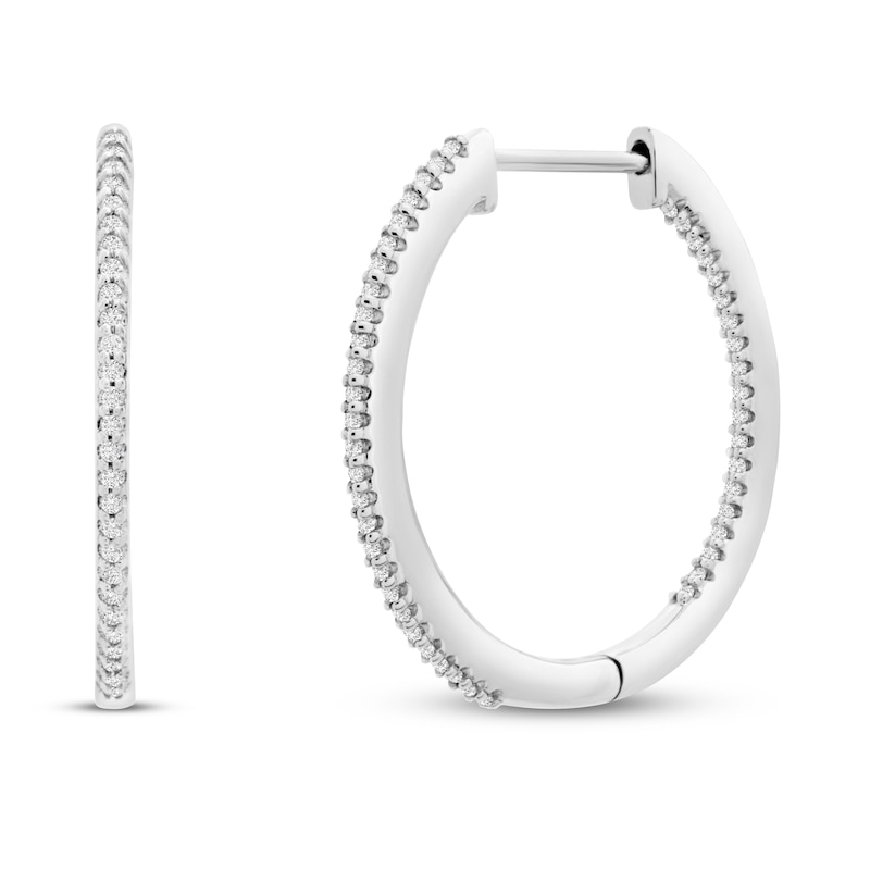 Main Image 1 of Diamond Hoop Earrings 1/4 ct tw 10K White Gold