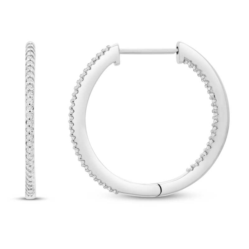 Main Image 2 of Diamond Hoop Earrings 1/4 ct tw 10K White Gold