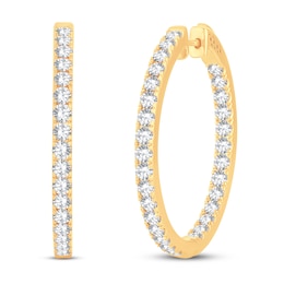 Diamond Hoop Earrings 3 ct tw 14K Yellow Gold