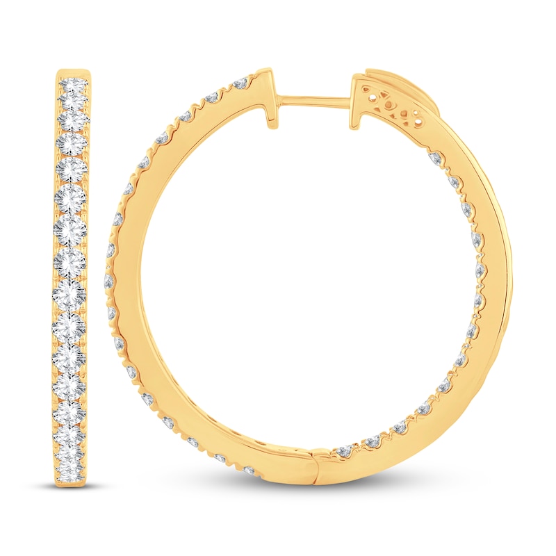 Diamond Hoop Earrings 3 ct tw 14K Yellow Gold