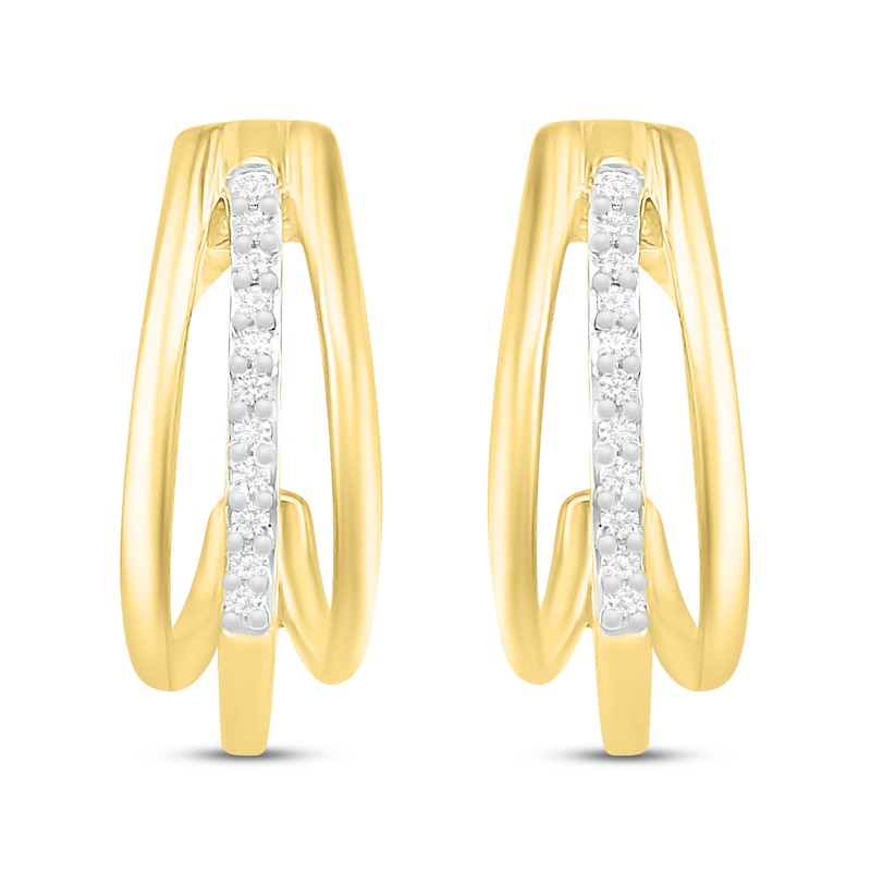 Main Image 3 of Curved Diamond Earrings 1/15 ct tw 10K Yellow Gold