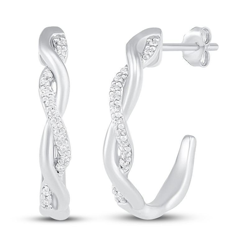 Diamond Hoop Earrings 1/10 ct tw Round-cut 10K White Gold