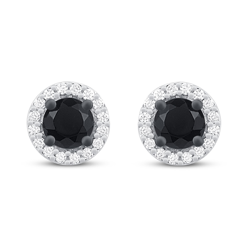 Black and White Diamond Earrings 3/4 ct tw Sterling Silver
