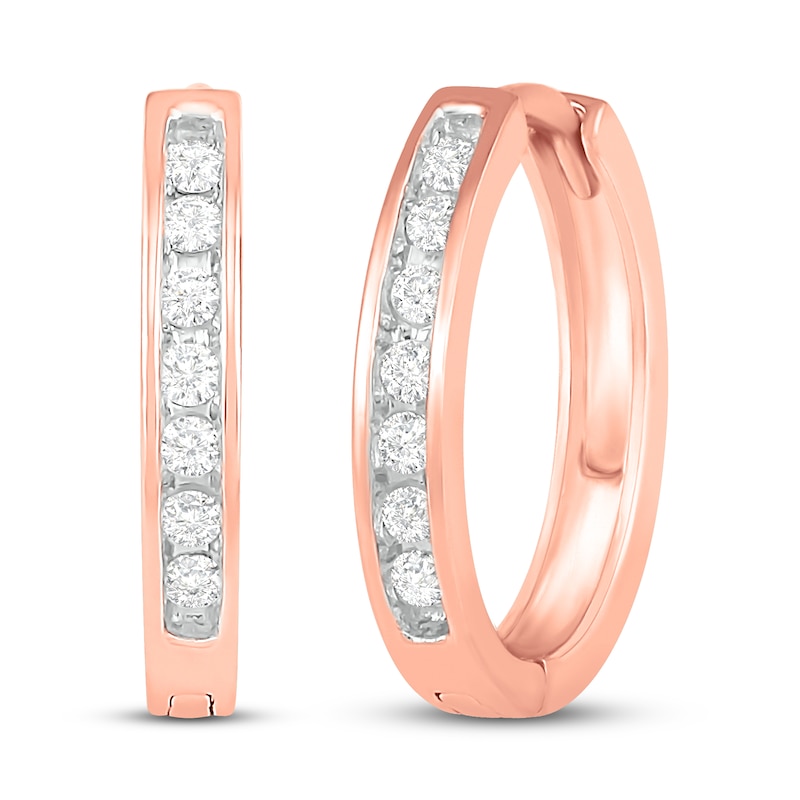 Main Image 1 of Diamond Hoop Earrings 1/6 ct tw 10K Rose Gold