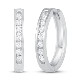 Diamond Hoop Earrings 1/6 ct tw 10K White Gold