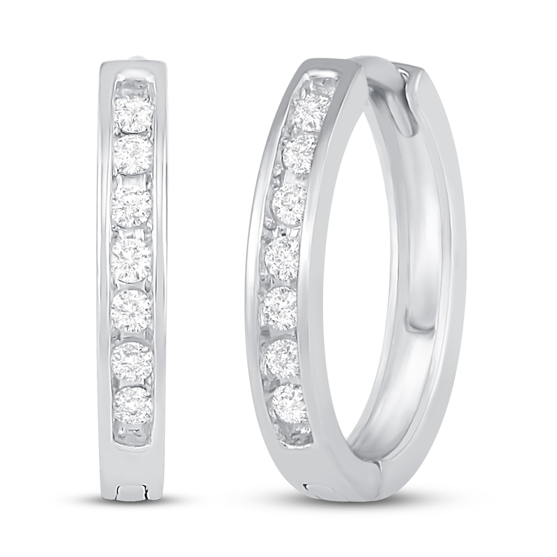 Main Image 1 of Diamond Hoop Earrings 1/6 ct tw 10K White Gold