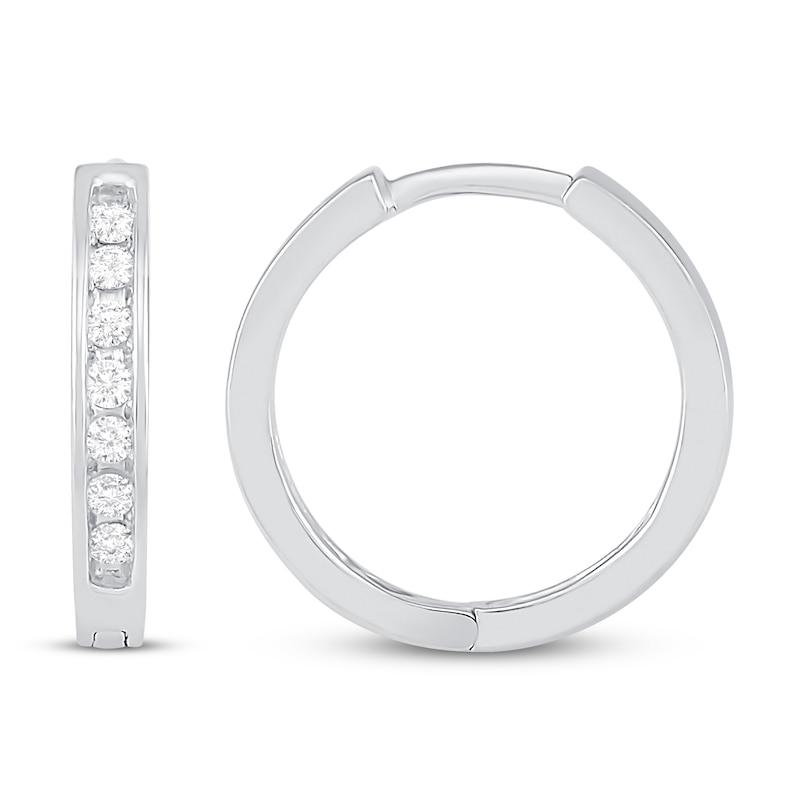 Main Image 2 of Diamond Hoop Earrings 1/6 ct tw 10K White Gold