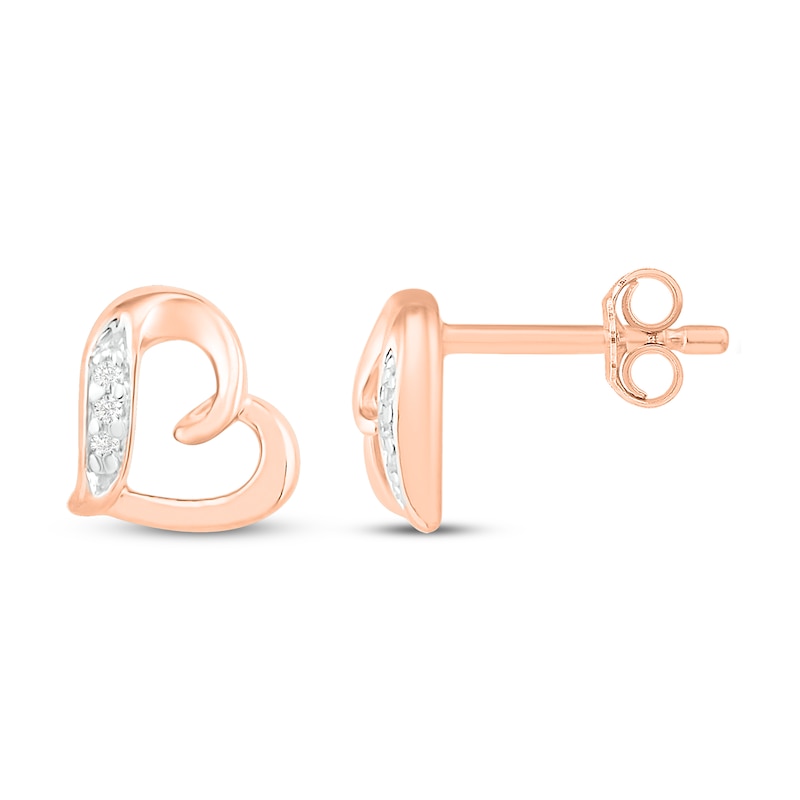 Main Image 2 of Diamond Heart Earrings 10K Rose Gold