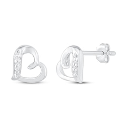Diamond Heart Earrings 10K White Gold