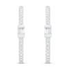 Thumbnail Image 3 of Diamond Hoop Earrings 1/8 ct tw Round & Baguette 10K White Gold