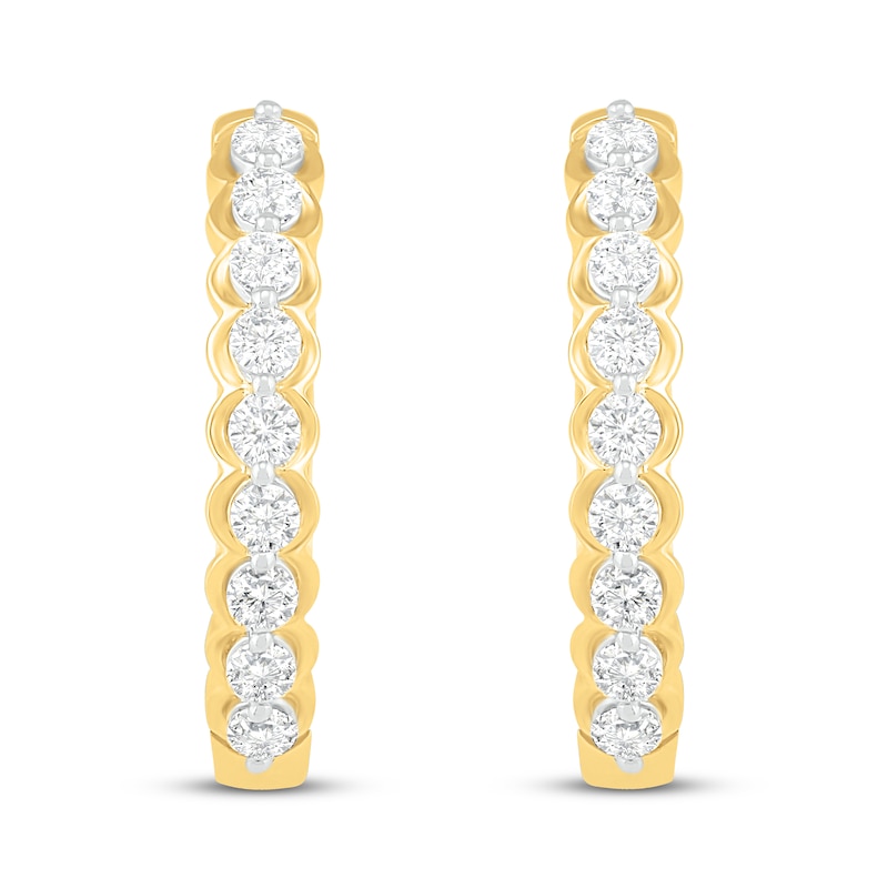 Diamond Hoop Earrings 1/2 ct tw Round-cut 10K Yellow Gold